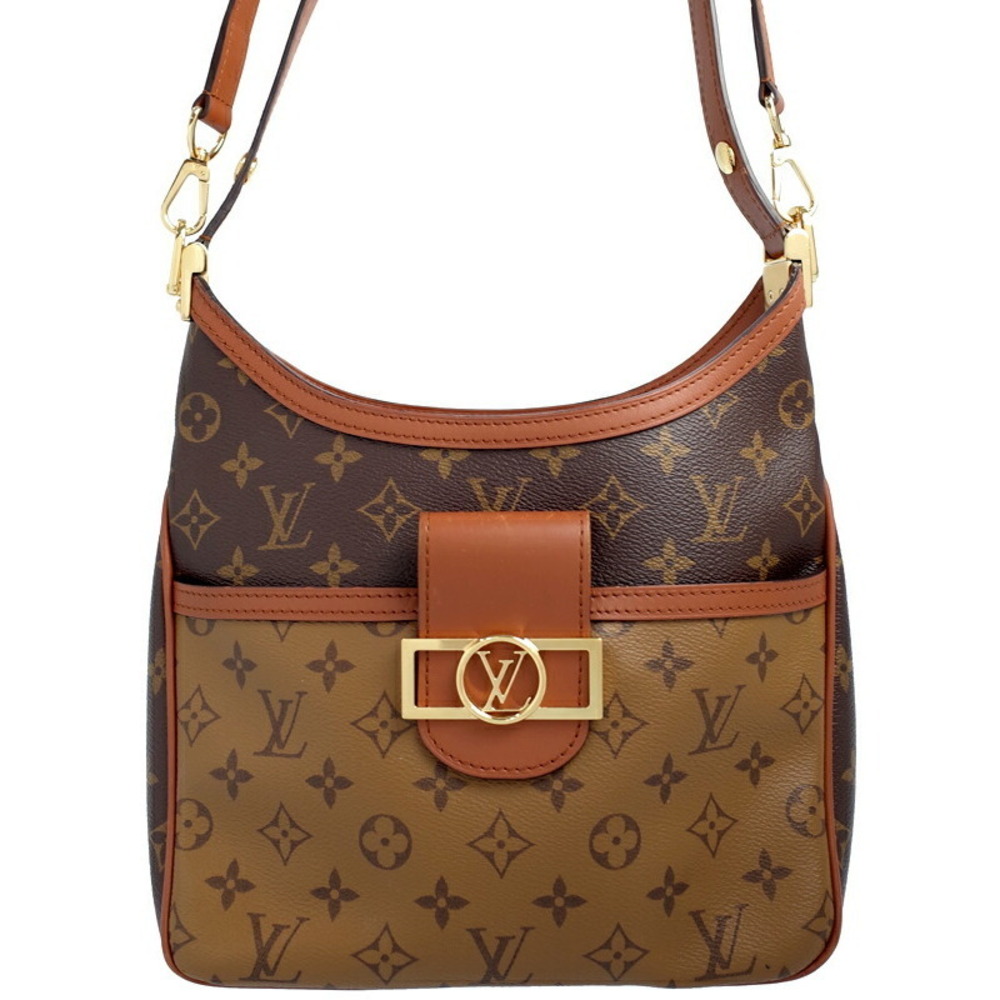 Louis Vuitton Monogram Leather Brown Reverse Hobo Dauphine Bag